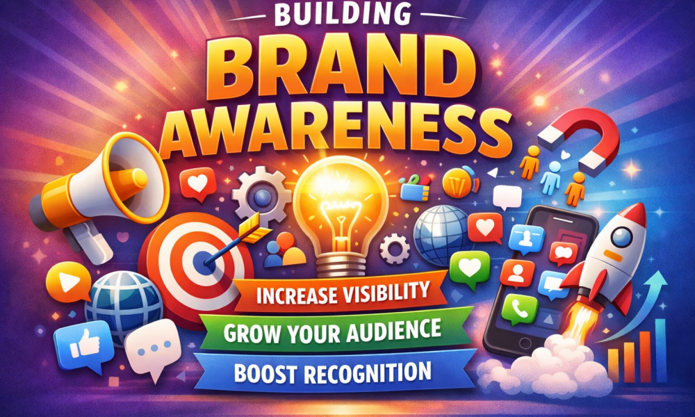 Building brand awareness concept design